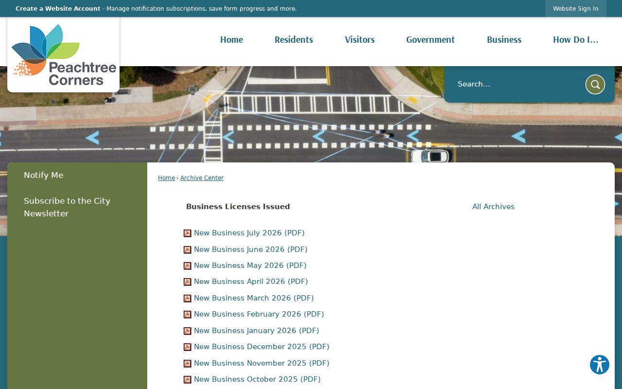 Peachtree Corners city directory new business archive