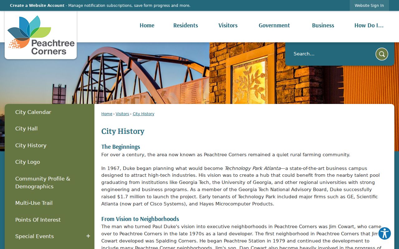 Peachtree Corners city directory local history