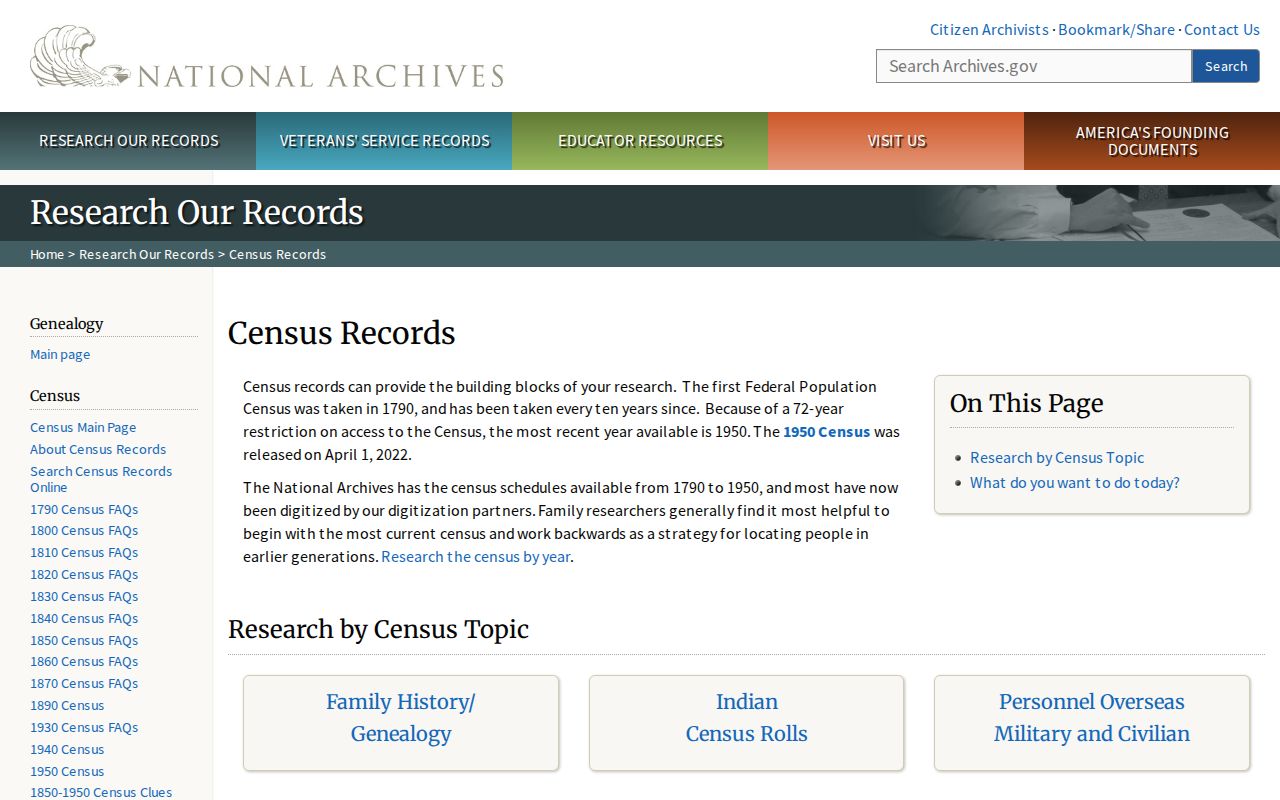 Peachtree Corners previous residents census research at the National Archives