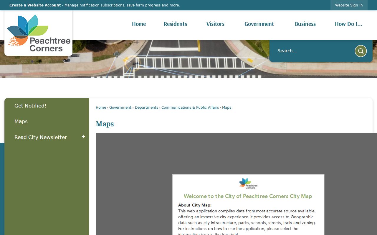 Peachtree Corners street directory city maps and open data
